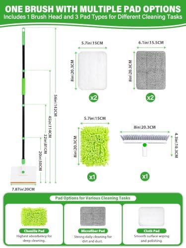 4-in-1 Baseboard Cleaning Tool with 60" Extendable Handle Brush - Image 6