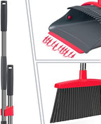 Ivandar Broom and Dustpan Set,Broom with Dustpan Combo Set Dust pan with Long Handle, for Home Kitchen Room Office Lobby Floor Use Upright Stand Up(Gray&Red) - Image 3