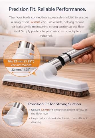 32mm (1 1/4") Horse Hair Metal Neck Floor Brush, 10" Wide Head (White) - Image 2