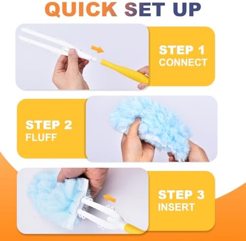 50 Pack Duster Refills for Swiffer Duster, Disposable Duster Refill Kit for Cleaning Home, Office, Ceiling Fans, Furniture (50 Count Refills +2 Handles) - Image 4