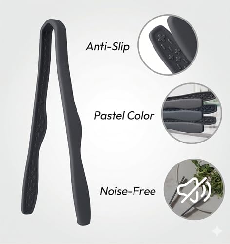 Carrotez Mini Silicone Toaster Tongs, 7 inches, 1 Pack, Dark Gray - Image 4