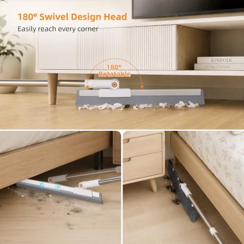 Floor Squeegee Broom, 62" Long Handle with 2 Washable Microfiber Pads - Image 5