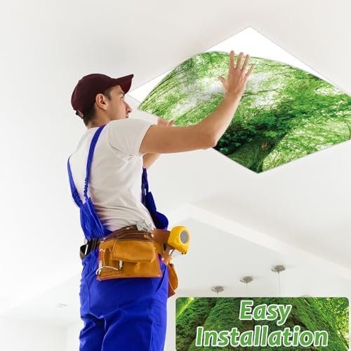 6 Pcs Fluorescent Light Covers with 60 Magnets Decorative for Classroom Ceiling Lights 4 x 2 Feet Magnetic Light Cover Filter Easy Install for Office Hospital Home Ceiling Supplies (Rainforest) - Image 6