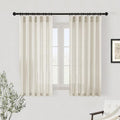 Natural Linen Cafe Curtains 45 Inch Length Small Window 2 Panels by DUKIYO