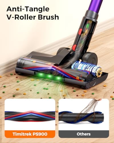 Cordless Vacuum Cleaner for Home, 600W/50KPa Powerful Suction, 60Mins Self-Standing Stick Vacuum with Anti-Tangle Brush & LED Display, Lightweight Handheld Vacuum for Pet Hair, Carpets & Hard Floors - Image 3