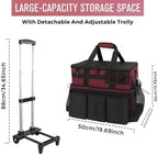 SCAVATA Rolling Cleaning Caddy Bag with Detachable Trolley, Large Cleaning Supplies Organizer with Wheels, Multi-Pocket Cleaning Cart with Adjustable Shoulder Strap for Housekeepers (Magenta) - Image 5