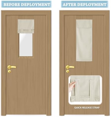 RYB HOME Faux Linen Blended Curtain for Classroom Glass Window, Light Filtering Small Door Window Draperys Privacy for Kitchen Dinning Home,1 Panel, 12W x 40L inches,Linen - Image 6