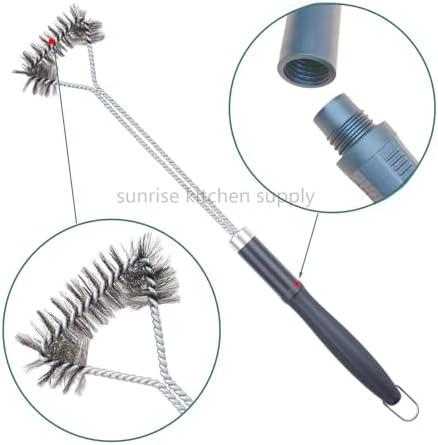 SUNRISE Fryer Brush with Long Handle (Stainless Steel with Plastic Handle, Single Brush) - Image 2