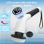 Electric Spin Scrubber, Cordless Cleaning Brush with 180 Min Runtime, 3-Speed, 7 Replaceable Brush Heads & Long Detachable Handle, LCD Display (RPM/Torque/Battery), for Bathroom, Kitchen, Tile - Image 2