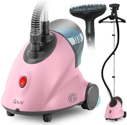 SALAV Full Size Garment Steamer for Clothes with Wheels, 1500W, 1.8L Tank by SALAV