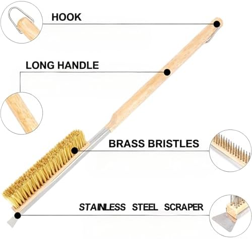Thornfield 26” Pizza Oven Brush with Scraper - Heat Resistant Brass Bristles, Extra Long Handle - Compatible with Ooni Ovens, Outdoor Ovens, BBQ Tools, Baking Stones and Griddles- Includes Spare Head - Image 5