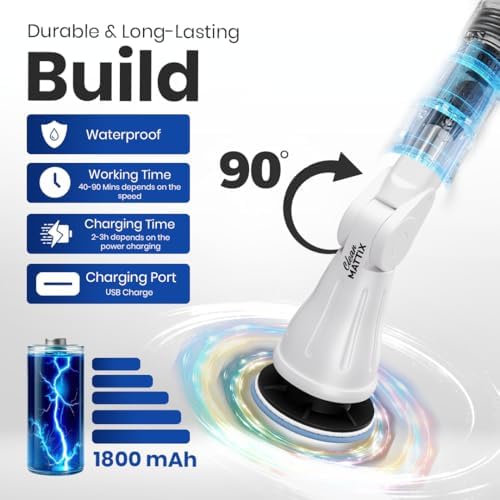 Electric Spin Scrubber – 8-in-1 Cordless Power Scrubber with 8 Brush Heads & Extendable Handle – Rechargeable Cleaning Brush for Bathroom, Shower, Tile, Grout, Tub & Floor - Image 7
