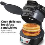 Hamilton Beach Breakfast Sandwich Maker with Egg Cooker Ring,Customize Ingredients,Perfect for English Muffins,Croissants,Mini Waffles,Perfect White Elephant Gifts,Black (25477),(Pack of 4) - Image 2