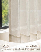 jinchan Rustic Linen Rod Pocket Tier Curtains, 26x45, 2 Panels, Natural - Image 6