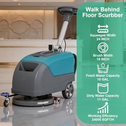 Walk-Behind Floor Scrubber Dryer with 18" Scrub Path - Image 2