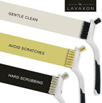 Lavaxon Wire Brush Set 3Pcs - Nylon/Brass/Stainless Steel Bristles with Curved Handle Grip for Rust, Dirt & Paint Scrubbing with Deep Cleaning – 7 Inches (Grey) - Image 3