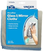 Unger 12” x 12” Microfiber Glass and Mirror Cloths, 2 Pack, Wet and Dry Cleaning Towels, Reusable Supplies, Window Cleaner Polishing Cloth with Streak-Free Results - Image 6