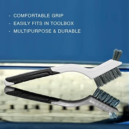 Lavaxon Wire Brush Set 3Pcs - Nylon/Brass/Stainless Steel Bristles with Curved Handle Grip for Rust, Dirt & Paint Scrubbing with Deep Cleaning – 7 Inches (Grey) - Image 5