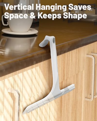 2-in-1 Silicone Shower Squeegee with Hook,Dual-Sided Design with Scraper & Scrub Surface,Streak-Free Bathroom Squeegee for Glass Doors,Mirrors,Windows,Car Windshields (White) - Image 6