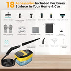 Steam Cleaner, Portable High Pressure Steamer for Cleaning with 18pcs ACC, 8s Heat-Up, 1.9QT Large Tank 3-Level Adjustable Handheld Steam Cleaner for Home Car Detailing, Grout, Bathroom, Furniture - Image 6