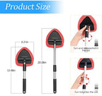 Extendable Car Windshield Cleaning Tool with Microfiber Pads, Red - Image 2