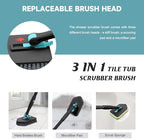 nacena Shower Scrubber with Long Handle, 4 in 1 Tile Tub Scrubber Brush with 3 Detachable Cleaning Heads and V-Shaped Grout Brush Shower Cleaner Brush for Bathroom Kitchen Toilet Tub Sink Wall, Black - Image 4