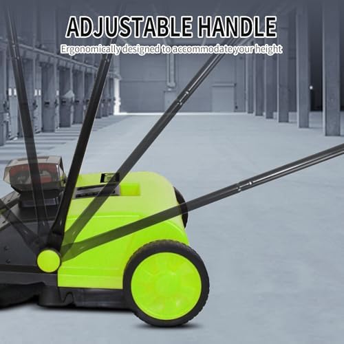 UNICOO Battery Powered Walk-Behind Floor Sweeper, 23" Push Sweeper with Dual Side Brushes, 6.6 Gallon Dust Bin, Adjustable Handle, Indoor/Outdoor Debris Sweeper, Not a Vacuum - Image 6