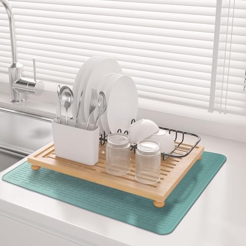 Stove Top Cover for Electric Stove- Range Covers for Electric Stove,Silicone XXL Dish Drying Mat, Glass Cooktop Covers, Flat RV Range top Mats (Aqua, 28"x20") - Image 3