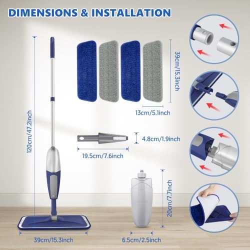 BPAWA Spray Mops for Floor Cleaning: Wet Microfiber Mop for Hardwood Tile - Image 6