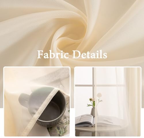 MIULEE Cream Beige 25 x 72 Inches Sidelight Sheer Curtains for French Door - Image 6