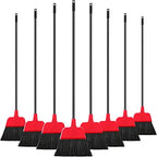 8 Pcs Outdoor Broom for Floor Cleaning 54 Inch Commercial Heavy Duty Broom Long Handle Kitchen Household Angle Brooms for Sweeper Sweeping Indoor Dust Hair Cleaner Corn Shop(Red) by Didaey