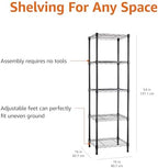 Amazon Basics 5-Shelf Tower Adjustable Storage Shelving Unit for Garage, Rust-Resistant Steel, 150 lbs Per Shelf, 16"W x 16"D x 54"H, Black - Image 3