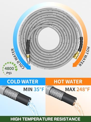 3/8" 4800PSI Pressure Washer Hose 75FT Swivel Quick Connect - Image 3