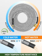 3/8" 4800PSI Pressure Washer Hose 75FT Swivel Quick Connect - Image 3