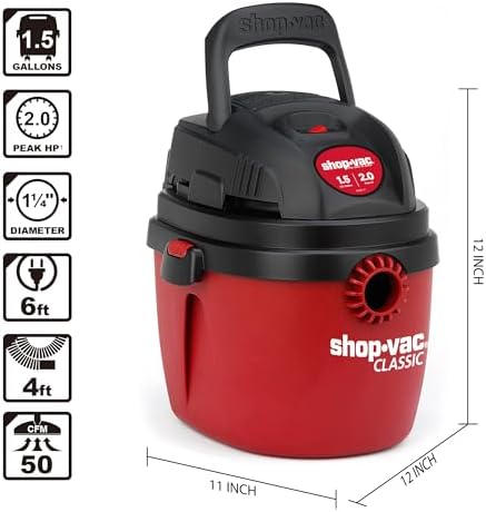 Shop-Vac 1.5 Gal 2.0 Peak HP Wet/Dry Vacuum, Wall Mount Small Vac, 2030100 - Image 5