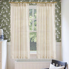 jinchan Linen Pinch Pleated Back Tab Tier Curtains, 38x63, Natural by JINCHAN