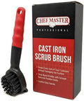 Cast Iron Scrub Brush with Heavy Duty Scraper - Nylon Bristles Dish Scrubber for Pans, Skillets and Woks – Kitchen Cleaner Removes Grime, Grease, Food Build Up - 90058 by Chef Master by ChefMasterProfessional