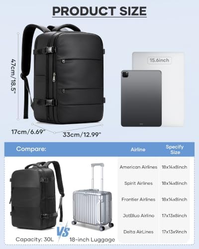 coofay Vacuum Backpack Travel with Pump Vacpack Travel Backpack with Vacuum System Mochila de Viaje Compresion al Vacio Easyvacpack Airbag Backpacks for Traveling Carry on Luggage - Image 5