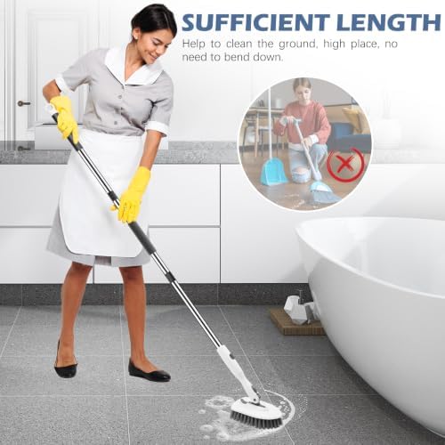 SetSail 4-in-1 Tile Tub Floor Scrubber with Floor Scrub Brush, White Grey - Image 7