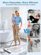 Floor Scrub Brush with Long Handle, 4 in 1 Shower Scrubber with Floor Squeegee and Heavy-Duty Stiff Bristle Push Broom for Cleaning Shower Bathroom Patio Pool Kitchen Wall Deck Tile Garage - Image 2