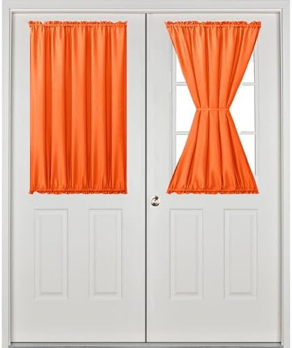 Hiasan French Door Curtains Privacy, Pumpkin Orange, 52W x 40L, 1 Panel - Image 2