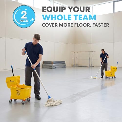 SIMPLI-Magic Side Press Wringer Commercial Mop Bucket on Wheels, 2-Pack, 26 Quart, Yellow, Polyethylene - Image 2