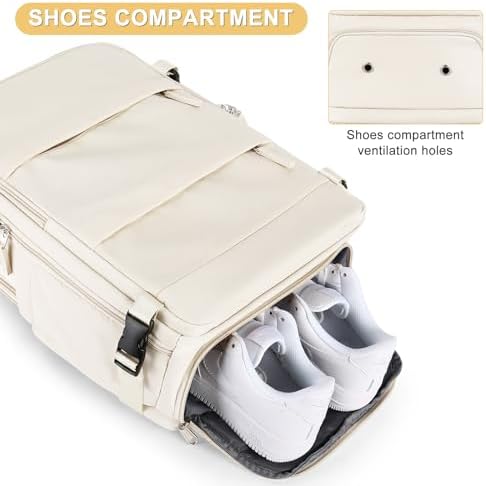 Beige Large Travel Backpack For Women Men Airline Approved Personal Item Backpack For Airlines Carry On Backpack Flight Approved Waterproof Backpack For Traveling On Airplane Weekender Travel Bag - Image 5