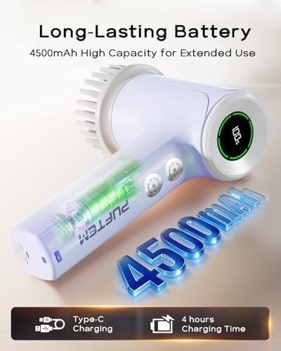 PUFTEM Electric Shower Scrubber, Cordless Bathroom Scrubber, Dual Direction - Image 6