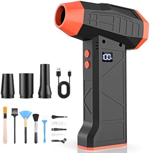 15-in-1 Electric Compressed Air Duster, 110000RPM Cordless Portable Air Blower Mini Powerful Jet Dry Blower 4 Adjustable Speeds Levels Rechargeable for Keyboard, PC, Car, Camera by Unknown