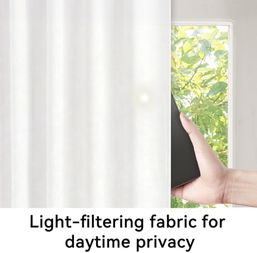 Vatge French Door Curtain - Adjustable Rod Pocket Light Filtering Window Treatment for Sliding Glass Doors, 1 Panel, W25 x L54, Greyish White - Image 5