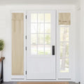 RYB HOME Faux Linen Side French Door Curtain - Privacy Light Filtering Window Curtains for Patio Front Door Sidelight Drapes Tie up Shade, 1 Piece, 12W x 72L Inches,Light Beige by RYBHOME