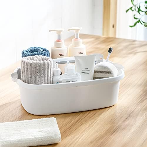Goderewild 2 Pack Multi-Purpose Plastic Cleaning Caddy with Handle, Shower Caddy Organizer/Storage Basket/Totes Portable for Bathroom Supplies, Cleaning Products, Under Sink Tool, Housekeepers(White2) - Image 4