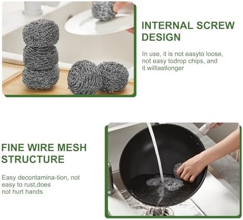 10 Pack Stainless Steel Scourers by for Dishes, Pots, Pans, and Ovens. Easy scouring for Tough Kitchen Cleaning - Image 4