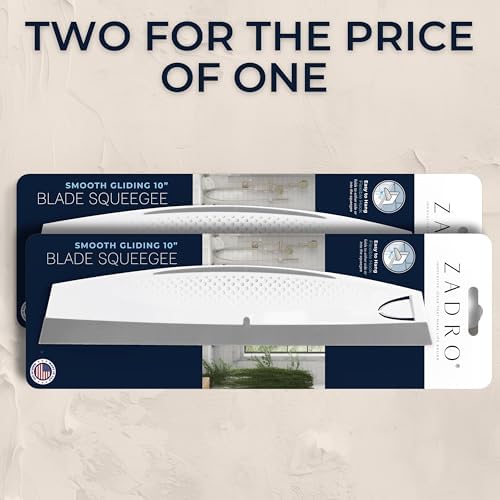 Zadro Silicone Squeegee with Hanging Hook Water Blade for Cleaning Kitchen Countertops Sink Bathroom Shower Mirrors Glass Car Windows Wiper Scraper Flexible Waterblade Cleaner Tool (2, White/Gray) - Image 2